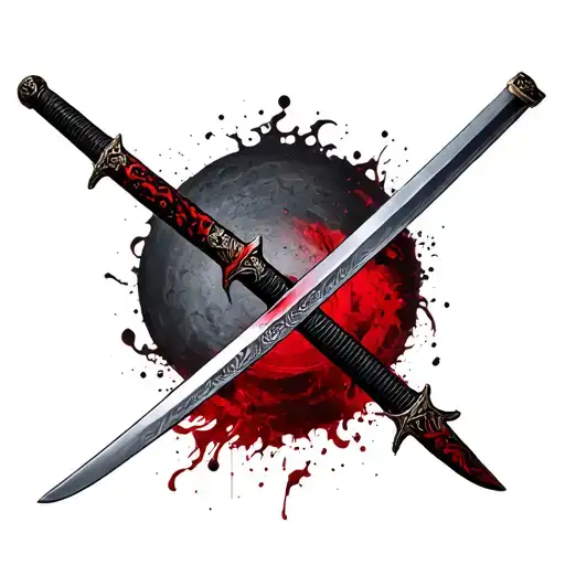 Samuri and Blood Katana Sword tattoo design idea