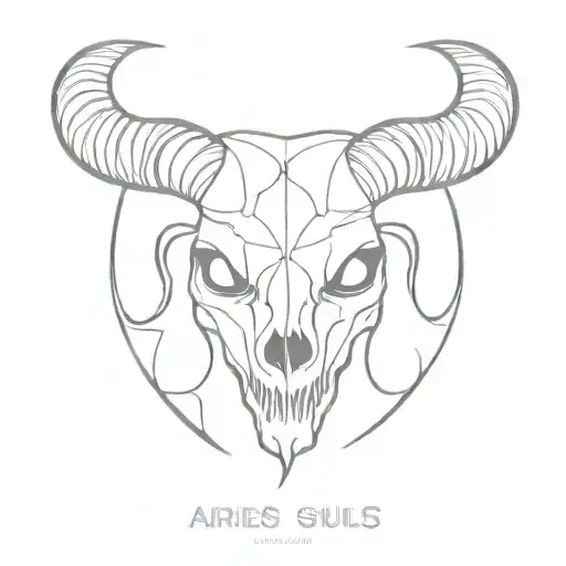 aries skull tattoo design idea
