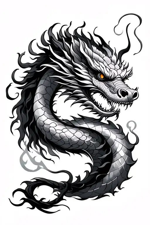 Japanese dragon wrapped around arm tattoo design idea