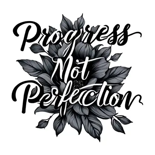 progress not perfection in cursive writing tattoo design idea