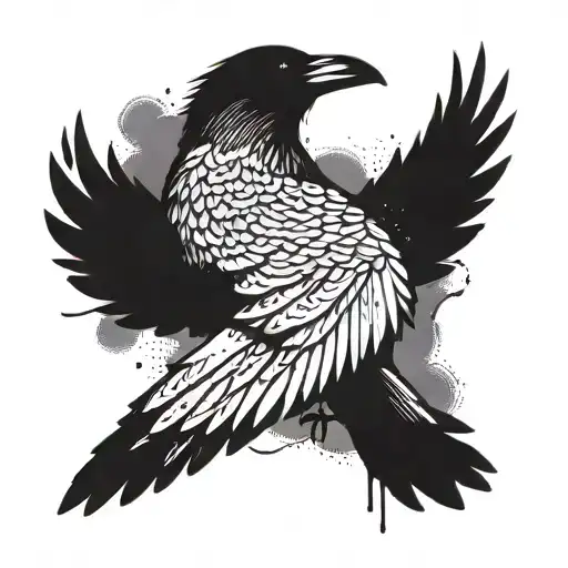 a raven with outstretched wings from the rain tattoo design idea