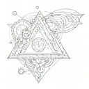 air element triangle symbol with drawing inside symbolizing innovation tattoo design idea