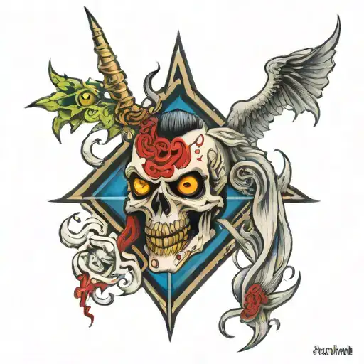 lucifer's last tear eating sinners heaven tattoo design idea