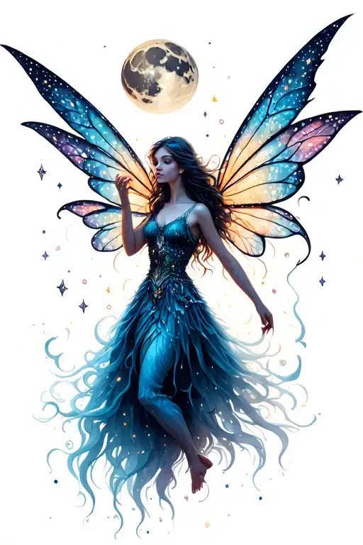 moon fairy tattoo design idea