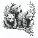 3 bear cubs tattoo design idea