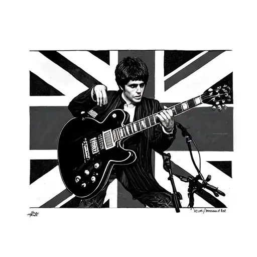 oasis stereophonics the beatles union jack guitar tattoo design idea