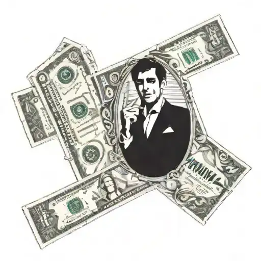 100 dolar bill tony Montana tattoo design idea