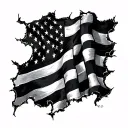 usa flag intertwined and ripped tattoo design idea