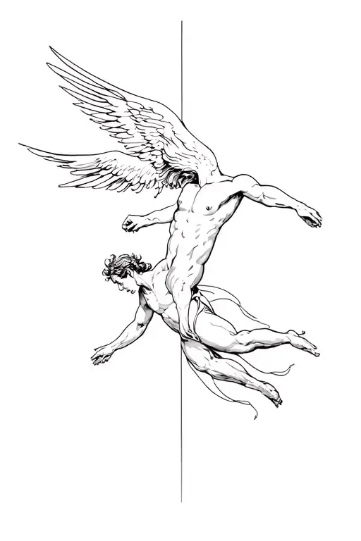 icarus and lucifer falling tattoo design idea