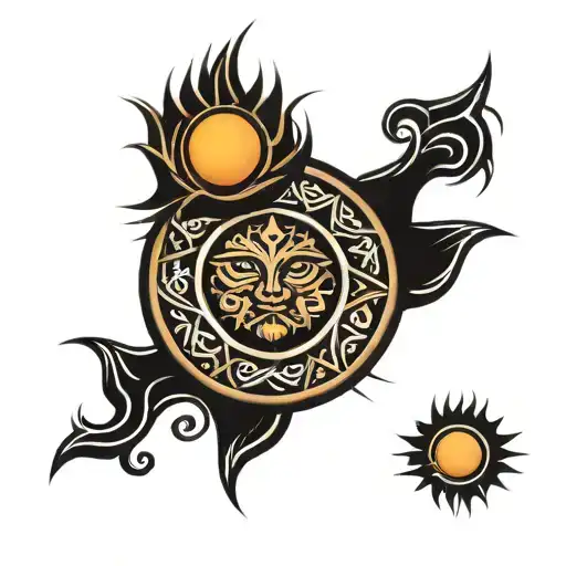 tribal tattoo with sun on shoulder tattoo tattoo design idea