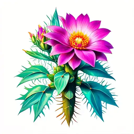 Celtic cactus flower tattoo design idea