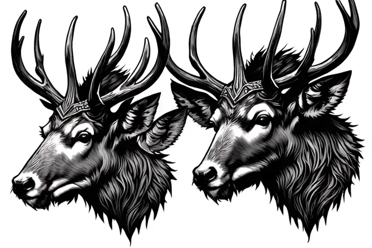 deer head viking tattoo design idea