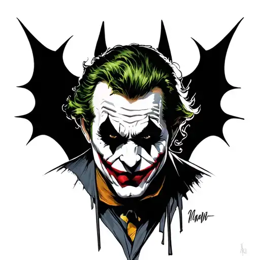 joker mix with batman logo tattoo design idea