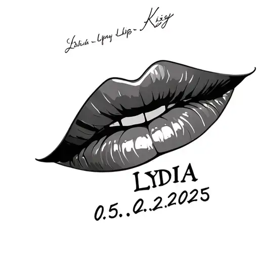 "Lydia 05.02.2025" Kissy Lips tattoo design idea