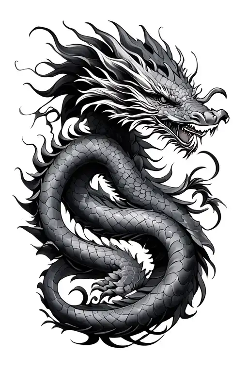 traditional japanese dragon wrapped tattoo design idea