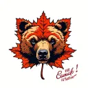 bear, canadian maple leaf, cancer symbol tattoo design idea