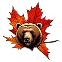 bear, canadian maple leaf, cancer symbol tattoo design idea