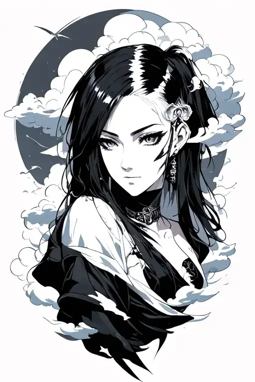 akatsuki clouds plus jinx clouds tattoo design idea