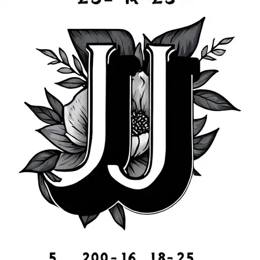 initials JJ with dates 5-20-16 & 6-18-25 tattoo design idea