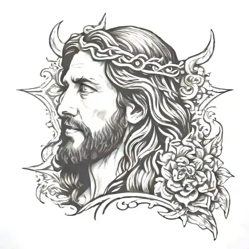 half face of jesus and half face of devil tattoo design idea