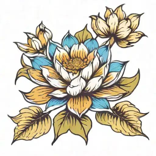 Blue Lotus Flower tattoo design idea