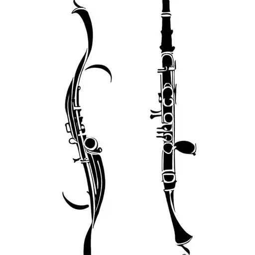 Flute and clarinet intertwined tattoo design idea