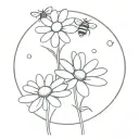 daisy and bee tattoo design idea