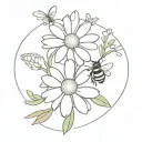 daisy and bee tattoo design idea