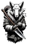 assassin Sheep in wolf clothing  with knife in both hands tattoo design idea
