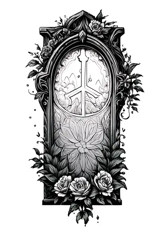 tombstone peace tattoo design idea