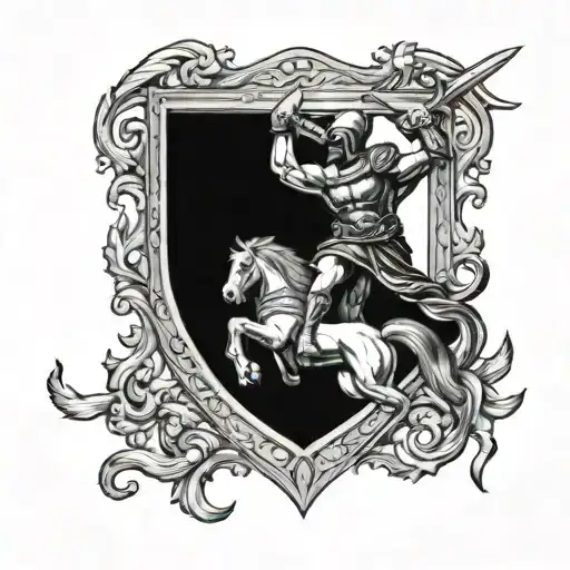 A Spartan warrior lying dead on hi ornate shield being lifted in the air by his fellow spartans  tattoo design idea