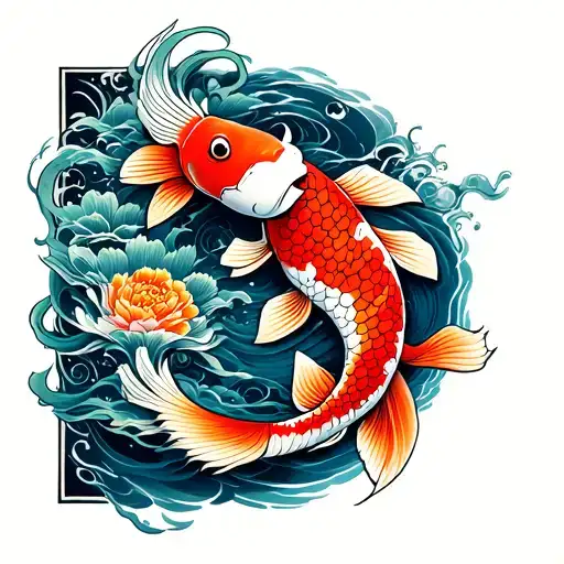 pez koi fish tattoo design idea