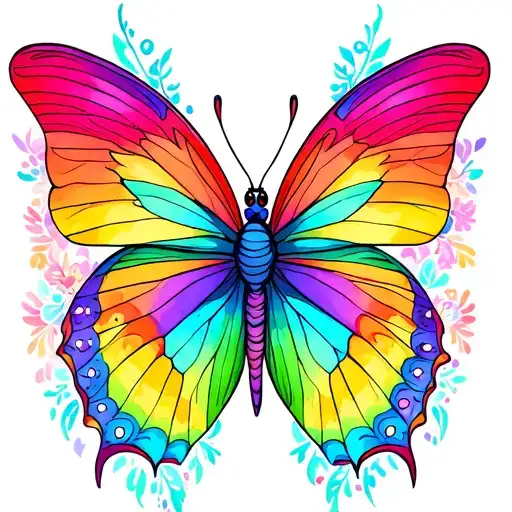 A tattoo of a beautiful butterfly with the colors and patterns of a rainbow, symbolizing your pride as a lesbian tattoo design idea