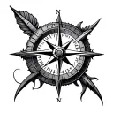 compass and rose goth tattoo design idea