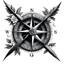 compass and rose goth tattoo design idea