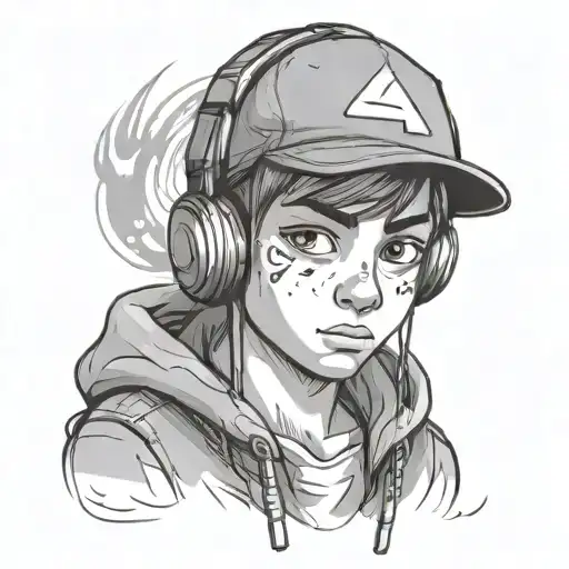 gamer sad face boy looking tattoo design idea