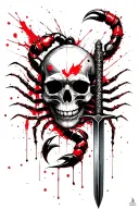 Skull with scorpion with sword tattoo design idea