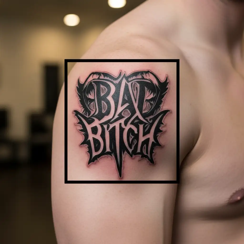 "BAD BITCH" gothic tribal throat tattoo design tattoo design idea