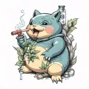 Snorlax smoking weed out a bong tattoo design idea