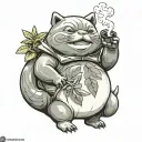 Snorlax smoking weed out a bong tattoo design idea