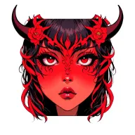 Girl demon face tattoo tattoo design idea