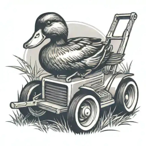 duck on a lawnmower tattoo design idea