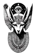 egyptian and mayan Space Theme With Cosmic Anubis and all seeing eye Tattoo tattoo design idea