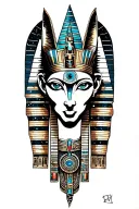 egyptian and mayan Space Theme With Cosmic Anubis and all seeing eye Tattoo tattoo design idea