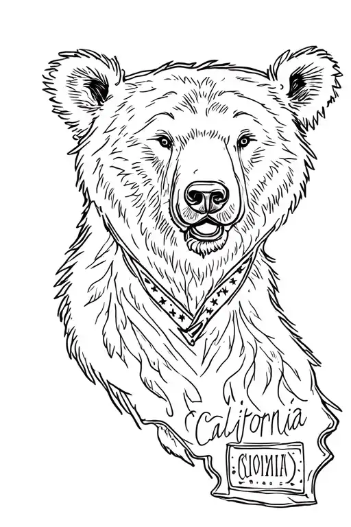 California flag bear outline with western leather tooling inside tattoo design idea