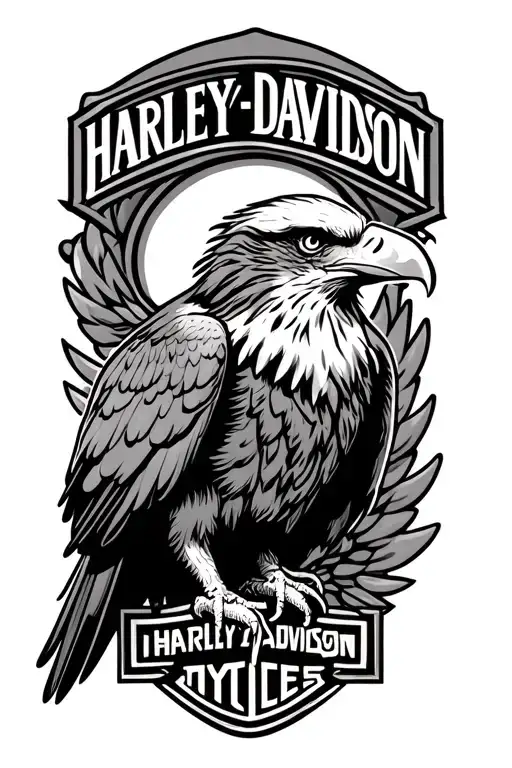 Harley Davidson eagle perched tattoo design idea