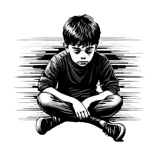 lost boy sitting tattoo design idea