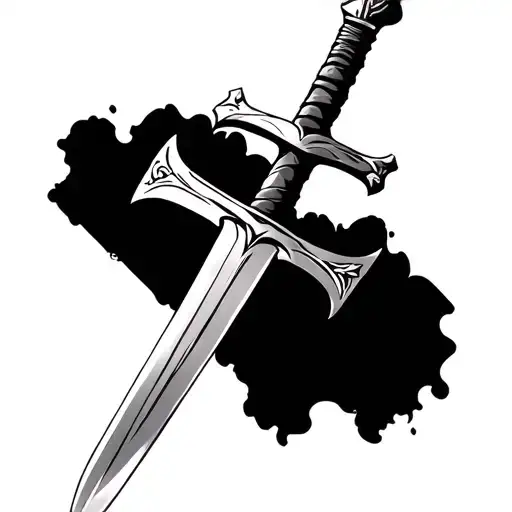 swords and cross bible verse tattoo design idea