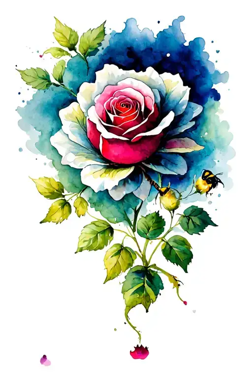 rose Ruby bumble bee tattoo design idea