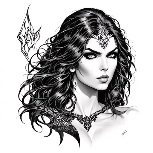 Morrigan armed tattoo design idea